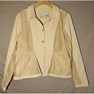 Rococo Collection Beige Button Down Long Sleeve Top Medium‎ With Pockets